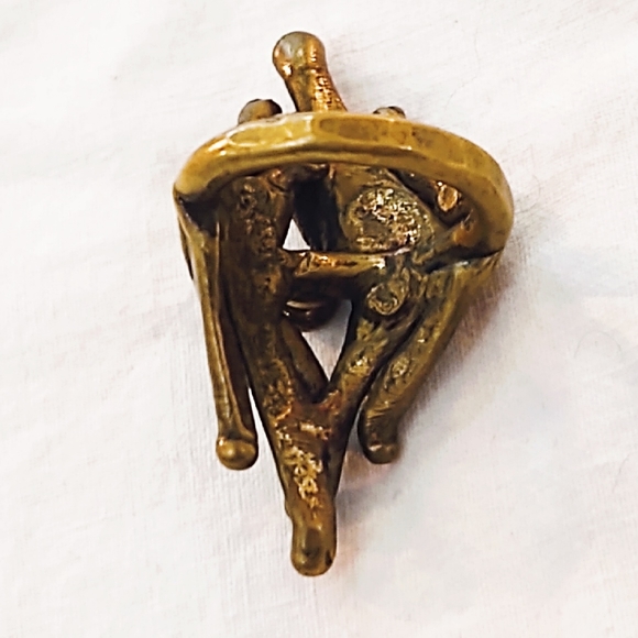 Vintage Handmade Bronze Brutalist Modernist Ring- Size 7 - Picture 5 of 9